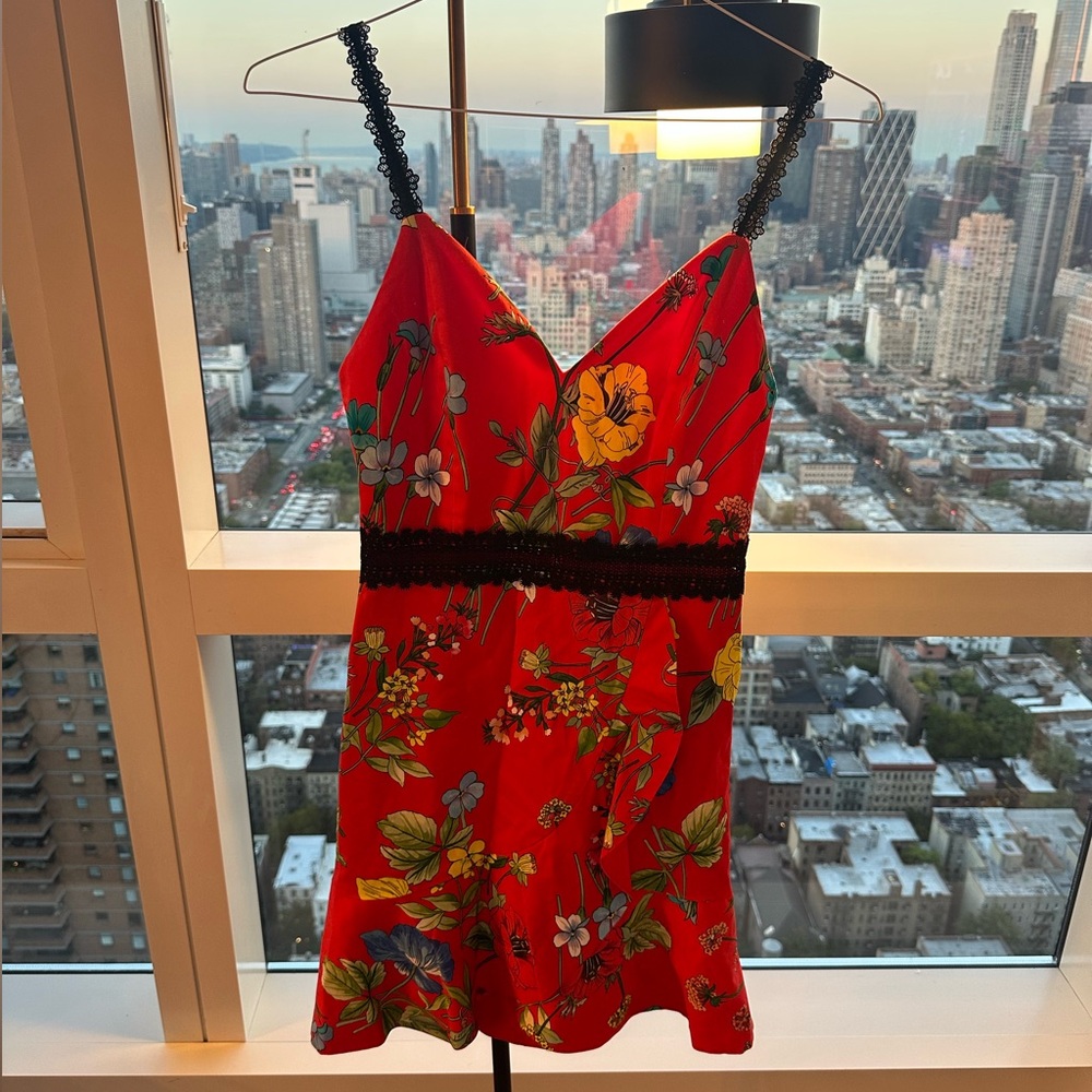 Alice + Olivia Red and Yellow Floral Dress